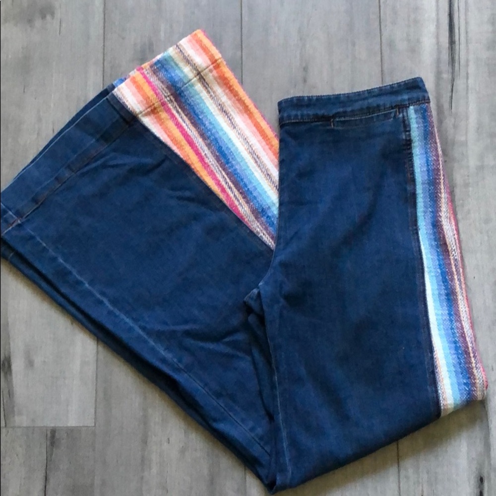 Free People Bell Bottom Serape Jeans 29 Groovy!